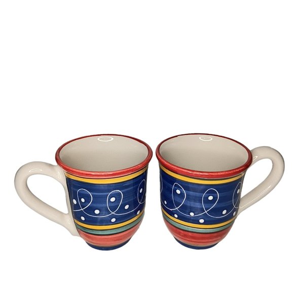 Pier One San Marco Mugs Hand Painted Set of Two - Picture 2 of 8